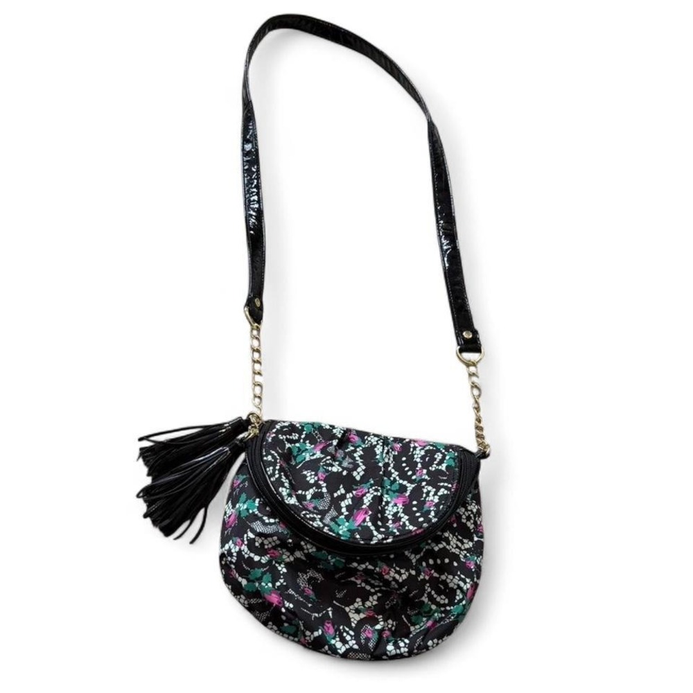 Vintage Y2K Betseyville by Betsey Johnson Femme Rose Lace Tassel‎ Crossbody